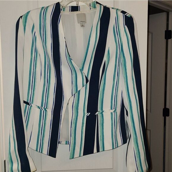 Halogen A- Symmetrical Striped Blazer - Picture 5 of 10